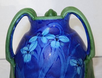 Vase with floral decoration signed E. Lachenal - End of XIXth century