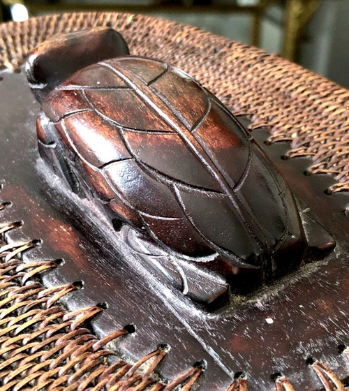 Indonesia, Island of Lombok, Mid-20th Century, Basketry Box. Decorated With A Turtle.