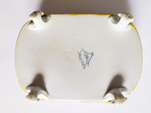 Old Hand Painted Porcelain Candy Box  19th C