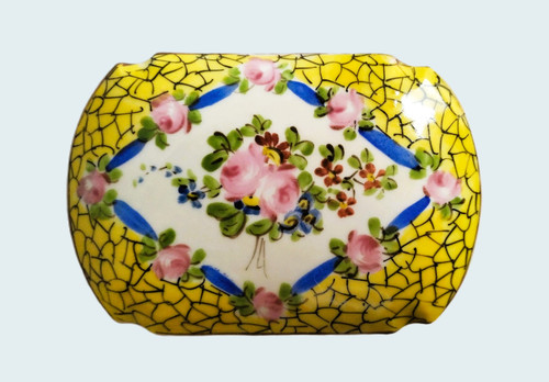 Old Hand Painted Porcelain Candy Box  19th C