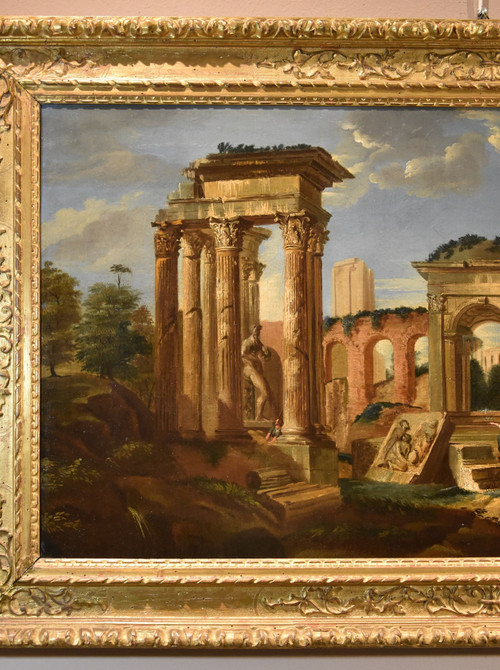 Architectural Capriccio With Classical Ruins Of Ancient Rome, Jacob Fabris (venice 1689 - 1761)