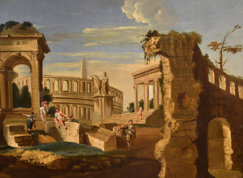 Architectural Capriccio With Classical Ruins Of Ancient Rome, Jacob Fabris (venice 1689 - 1761)