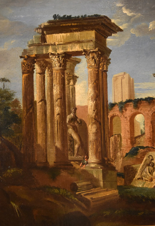 Architectural Capriccio With Classical Ruins Of Ancient Rome, Jacob Fabris (venice 1689 - 1761)