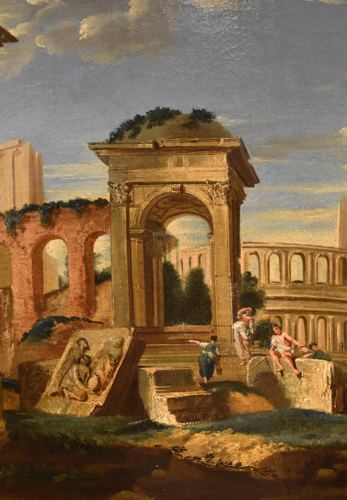 Architectural Capriccio With Classical Ruins Of Ancient Rome, Jacob Fabris (venice 1689 - 1761)