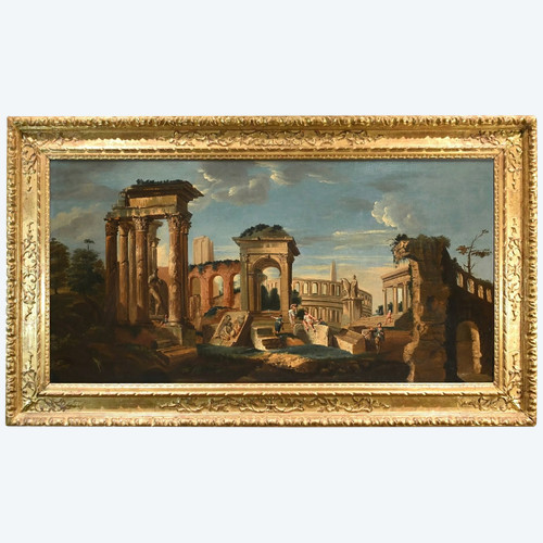 Architectural Capriccio With Classical Ruins Of Ancient Rome, Jacob Fabris (venice 1689 - 1761)