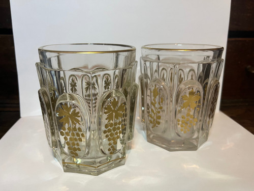 Two molded crystal goblets