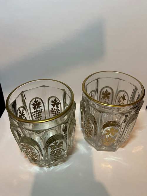 Two molded crystal goblets