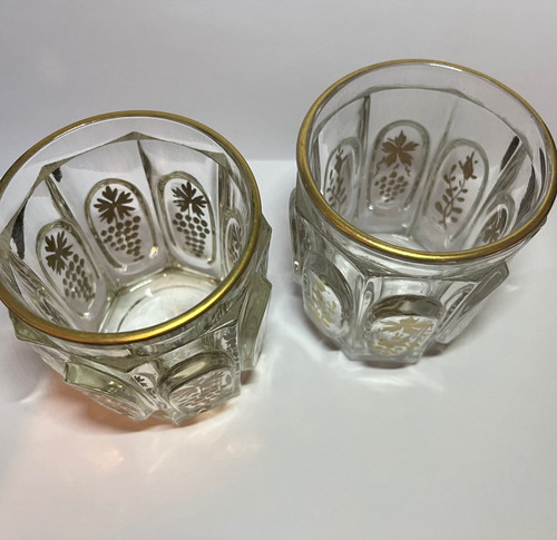 Two molded crystal goblets