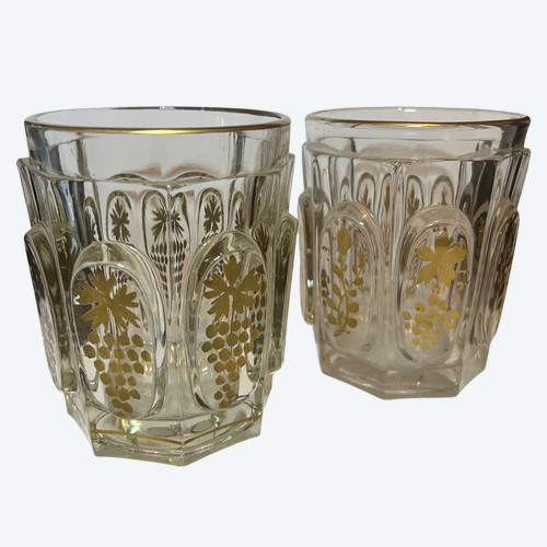 Two molded crystal goblets