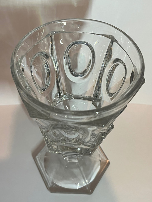 Large molded crystal stemmed glass, first half of the 19th century