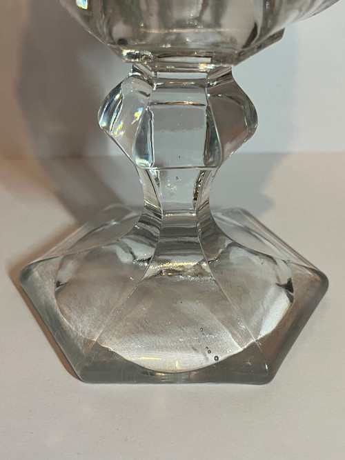 Large molded crystal stemmed glass, first half of the 19th century