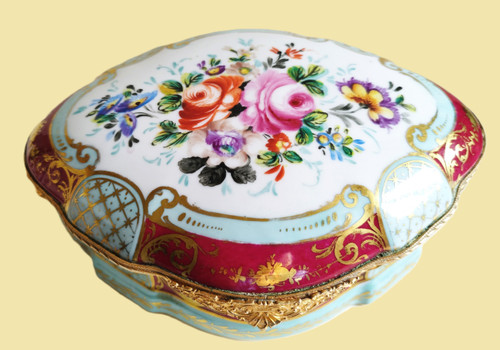 Le Tallec Jewelry Box Hand Painted Porcelain Flowers Roses Tiffany