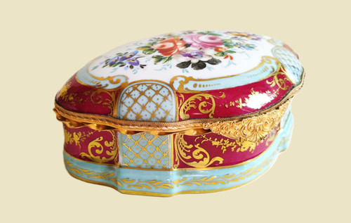 Le Tallec Jewelry Box Hand Painted Porcelain Flowers Roses Tiffany