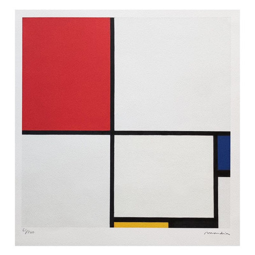 Litografia originale in edizione limitata "Composizione" di Piet Mondrian degli anni '70