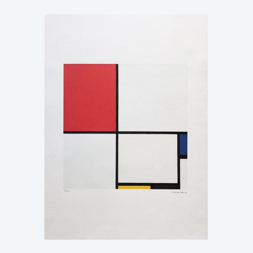 Litografia originale in edizione limitata "Composizione" di Piet Mondrian degli anni '70