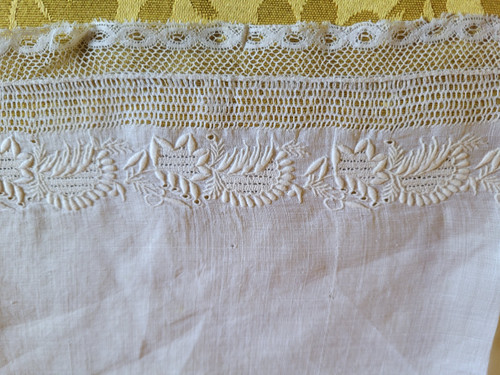 Two handkerchiefs embroidered with crowns and monograms, 19th century period