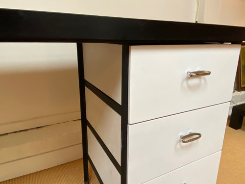 Large white and black desk designed by Georges Nelson and edited by Herman Miller