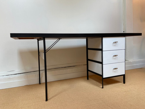 Large white and black desk designed by Georges Nelson and edited by Herman Miller