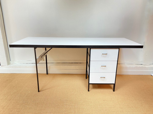 Large white and black desk designed by Georges Nelson and edited by Herman Miller