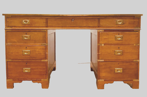 Regency flat desk in mahogany and mahogany veneer