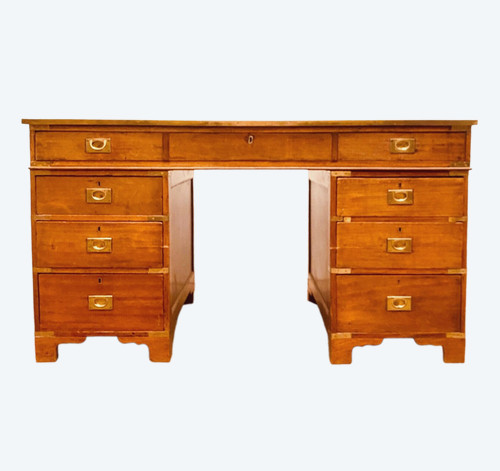 Regency flat desk in mahogany and mahogany veneer