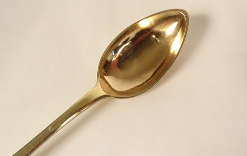 12 Small Spoons Silver Vermeil Leather Case 221gr Directoire Late 18th Century