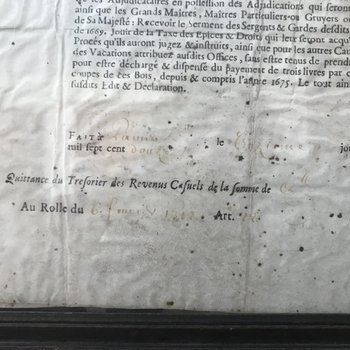 Documento sui casi di risarcimento del re su un'alta, media e bassa giustizia di un marchese, XVIII secolo