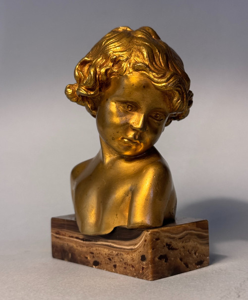 Gilded Bronze Sculpture J.-M. CAMUS Child Bust