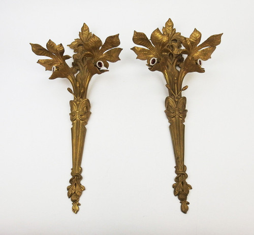 Coppia di applique in bronzo Art Nouveau nello stile di Bouval