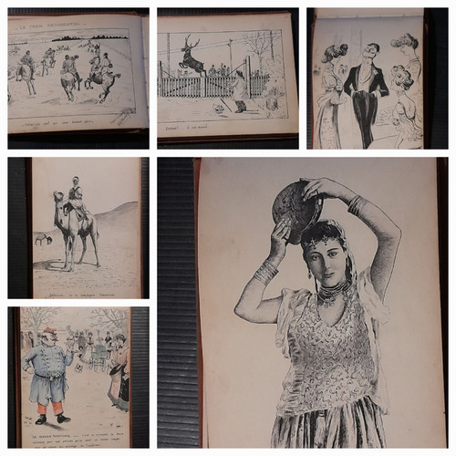 A. TINTELLIER notebook of ink drawings early 20th century 