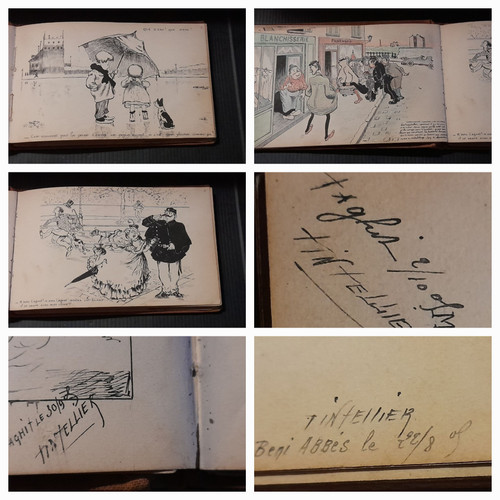 A. TINTELLIER notebook of ink drawings early 20th century 