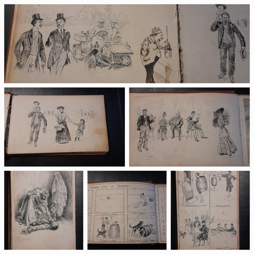 A. TINTELLIER notebook of ink drawings early 20th century 