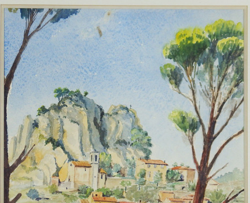 Aquarelle "la Roque Alric"par Gabriel Kissling