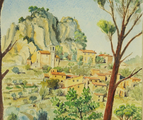 Aquarelle "la Roque Alric"par Gabriel Kissling