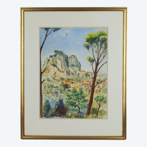 Aquarelle "la Roque Alric"par Gabriel Kissling