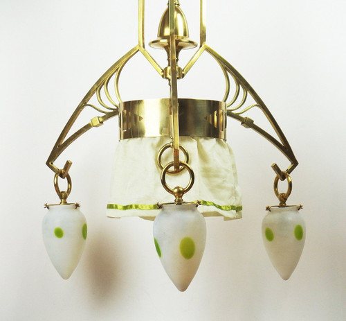 Art-Nouveau Brass Chandelier