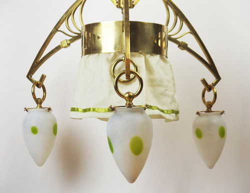 Art-Nouveau Brass Chandelier