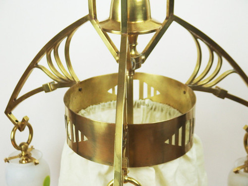 Art-Nouveau Brass Chandelier