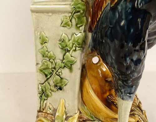 Choisy-le-Roi Earthenware Rooster Vase Sculpture Signed Louis Carrier-Belleuse 19th Century