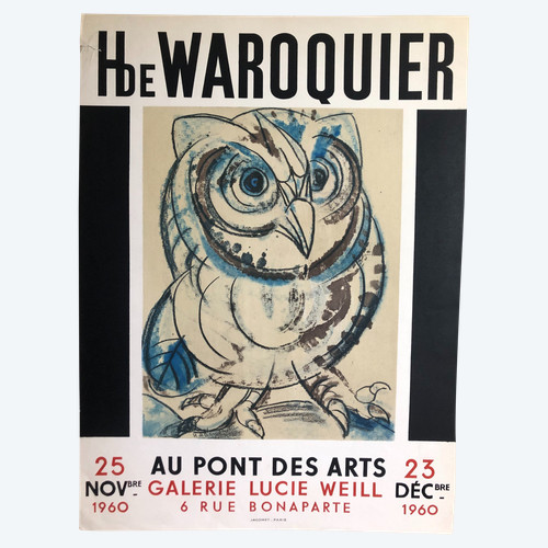 Poster H by Waroquier At the Pont des Arts Paris 1960