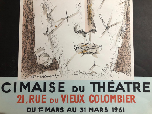 Manifesto De Waroquier Cimaise del teatro 1961 Parigi