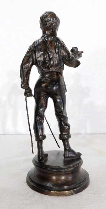  Bronze " Boy with a spinning top " - End of 19th century