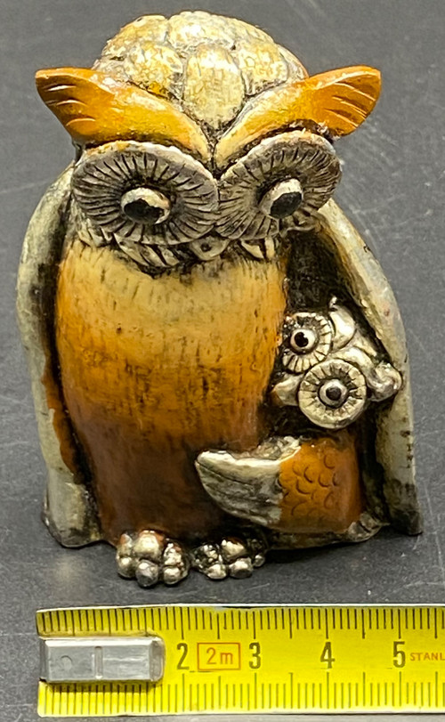 ENAMELED TIN OWL 