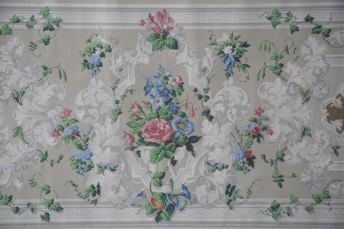 19th century strip of birds and flowers wallpaper - “Pierre de gris” 