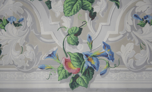 19th century strip of birds and flowers wallpaper - “Pierre de gris” 