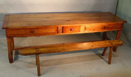 Bressane Farm Table In 19th Century Cherry And Its Bench