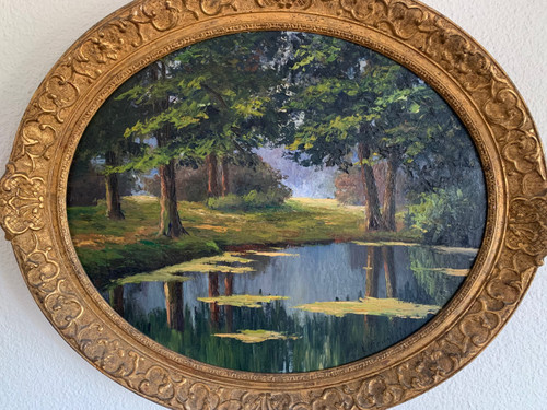 Landscape oil on wood