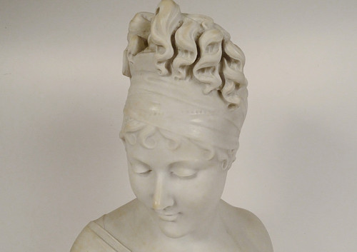 Sculpture buste marbre Carrare Mme Récamier d'apr. Joseph Chinard XIXème