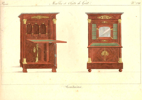 La Mésangère (1/7) - Meubles et objets de goût au début XIXe, gravures polychromes, cadre bois doré