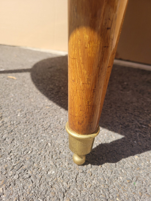 Grande table basse ronde en marqueterie de bois